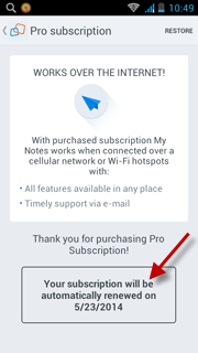 Android app - Subscription Settings
