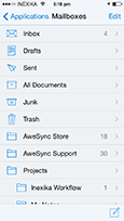 iPhone app - List of Mail folders