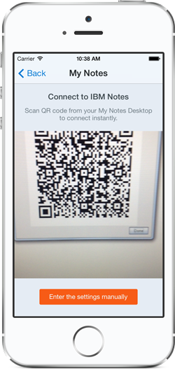 My Notes iPhone App - Scanning QR Code